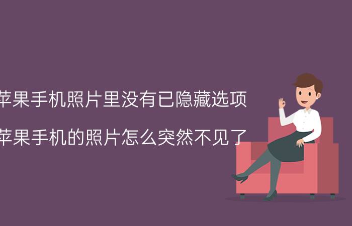 苹果手机照片里没有已隐藏选项 苹果手机的照片怎么突然不见了？